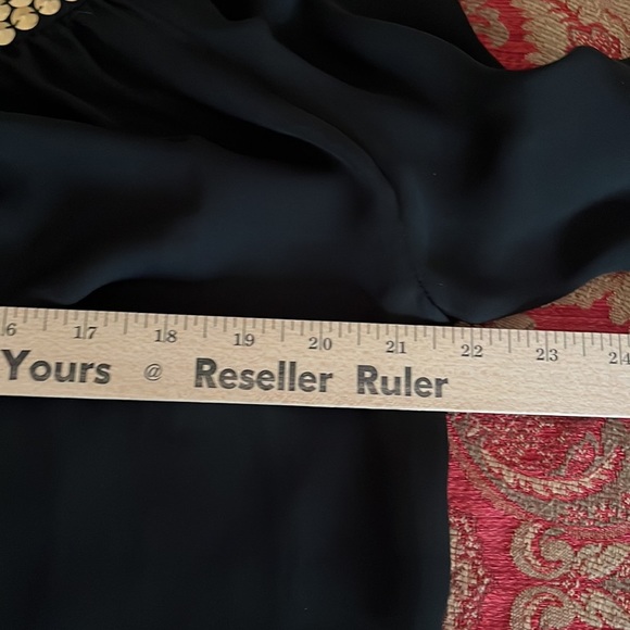 Micheal Kors size XL black semi sheer pheasant top long sleeve gold studs - Picture 7 of 13